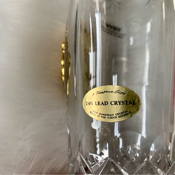 Gold Angel Lead Crystal Hurricane Glass Candle Shade - Picture 3 of 5